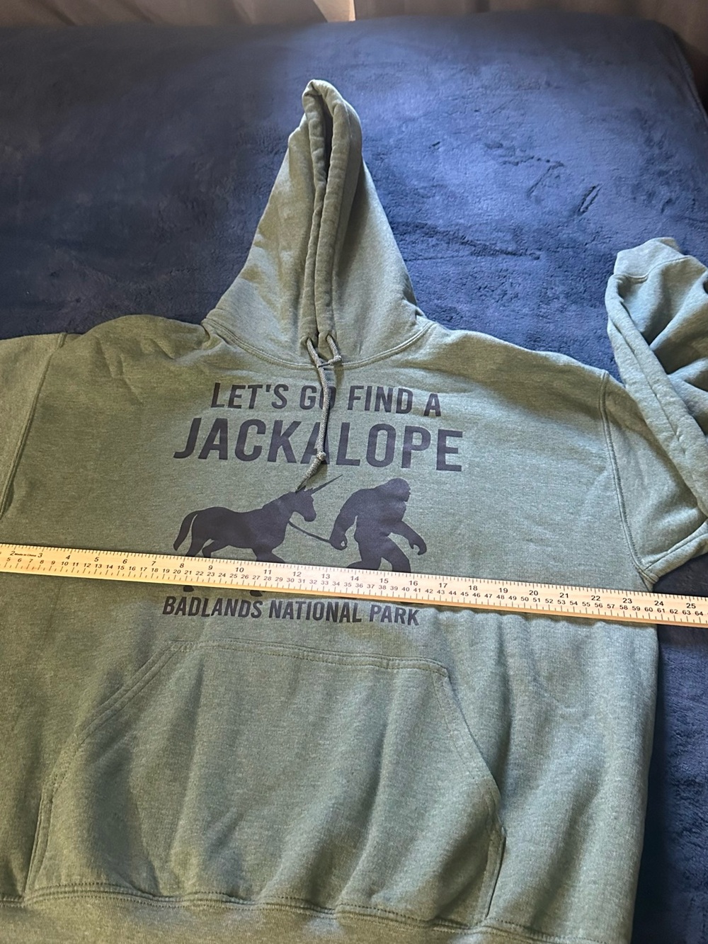 Gildan Olive Green 'Let's Go Find a Jackalope' Hooded Sweatshirt